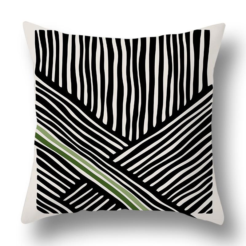 Nordic Abstract Green Geometric Pillowcase Flower Print Home Petal Velvet Pillow Cushion Cover