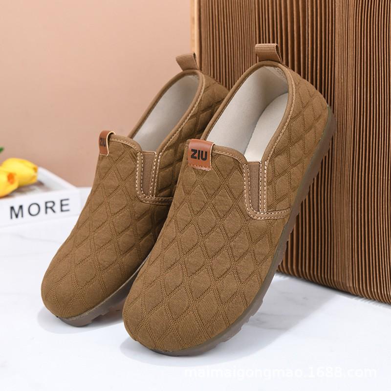 Womens Slip-On Casual Flat Shoes Breathable Mesh Comfortable Round Toe Low Heel Mom