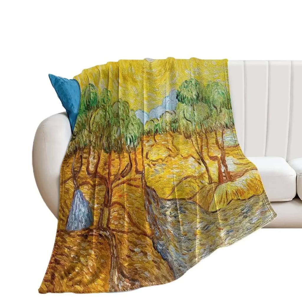 Van Gogh Gwieździsta Noc Miękki Ciepły Koc Flanelowy Koc na Łóżko Koc na Każdą Porę Roku na Kanapę Łóżko Sofę Jesienną Drzemkę Podróż