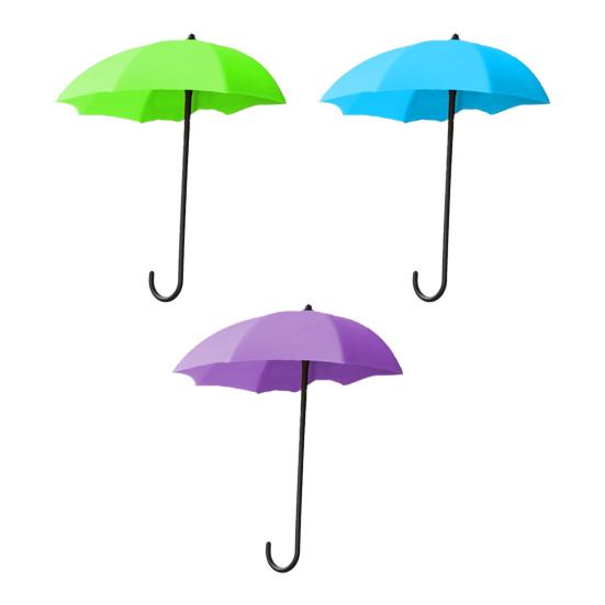 3Pcs Wall Hooks Strong Load-bearing Umbrella Shape Design Easy to Install Self Adhesive Hanger Hook Storage Organizer