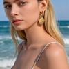 Sonnenohrringe aus Perlmutt für Damen, Antiallergische Edelstahl-Hängeohrringe, Wasserdichter Einzigartiger PVD-beschichteter Schmuck