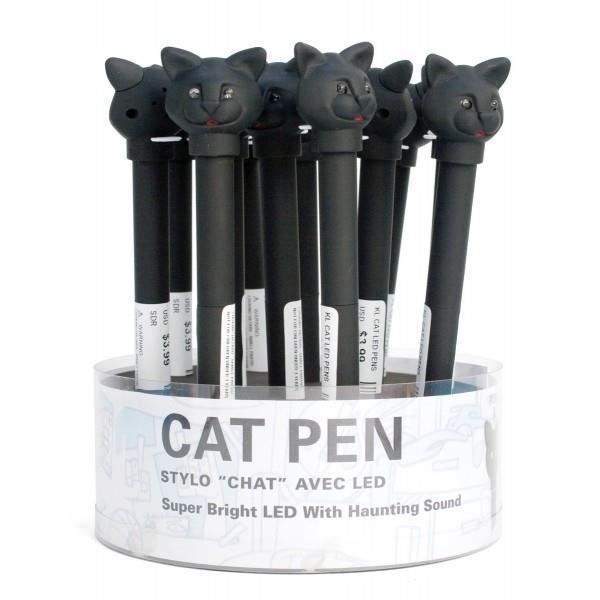 Stylo bille - Chat - Lumière et son - Encre noire - Pointe moyenne - Pour enfants