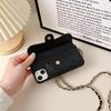 Luxurious Shockproof Crossbody Litchi Pattern Lanyard Back Cover for 17 Pro Max PC Mobile Phone Cases Card Slot Without Logo