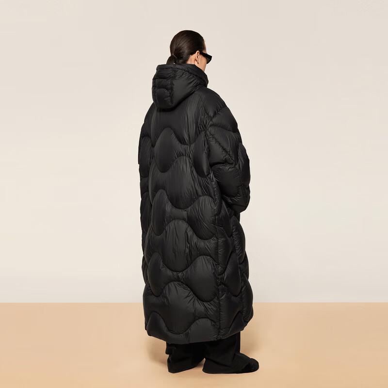 LESS 2024 Winter Loose Fit Hooded Extra-Long Down Jacket