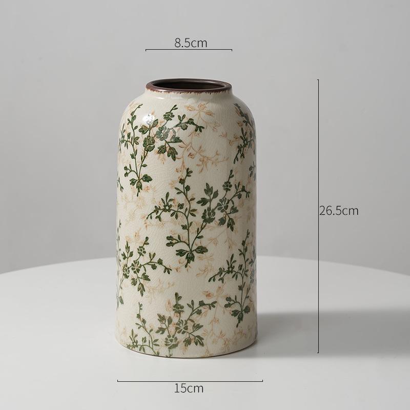 American Country Crackle Glaze Ceramic Milk Jug Vase - Pastoral Feng Shui Flower Arrangement Retro Decor