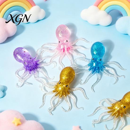 Octopus Sensory Tool Mini Glitter Squeeze Toy, Simulated Stress Relief Shape Toy Soft Sea Animal Shaped Fidget for Relaxation