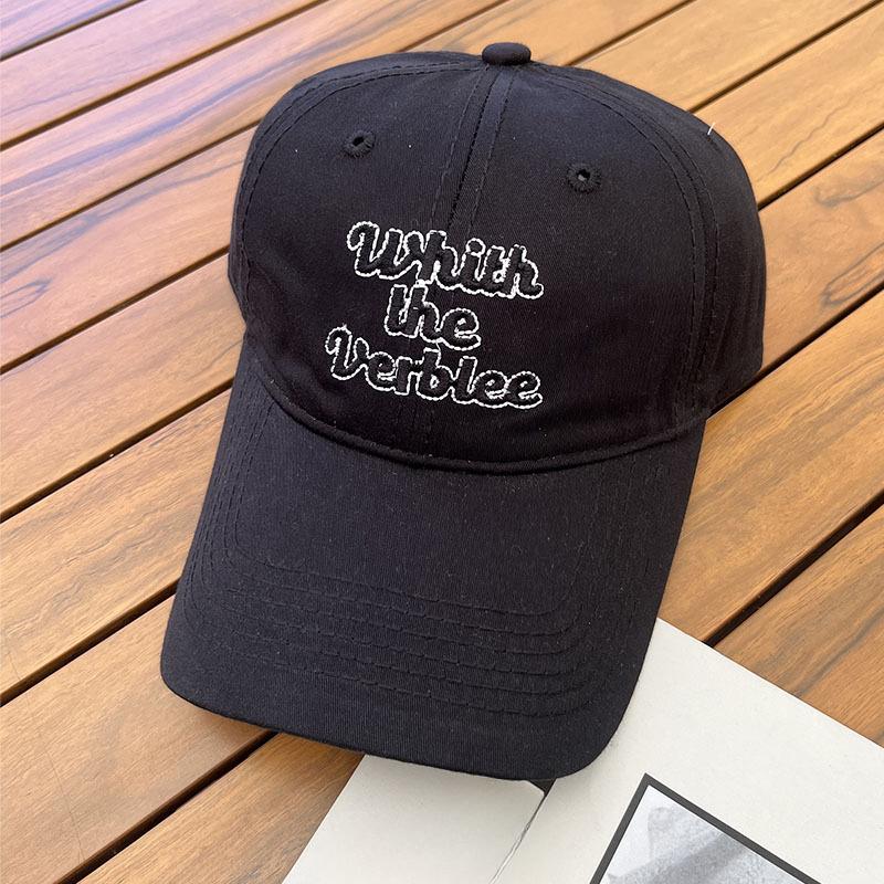 Spring and Autumn Couple with Curved Brim and Big Head Circumference Showing Face Small Versatile Letter Baseball Cap Versatile Soft Top Sun Hat