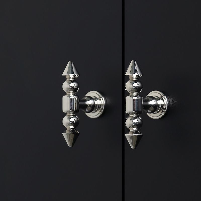 Polished Chrome Beaded Cabinet Pulls Knobs Retro Spear Tip Drawer Handles Vintage Ball Bead Wardrobe Cupboard Door Pull Home