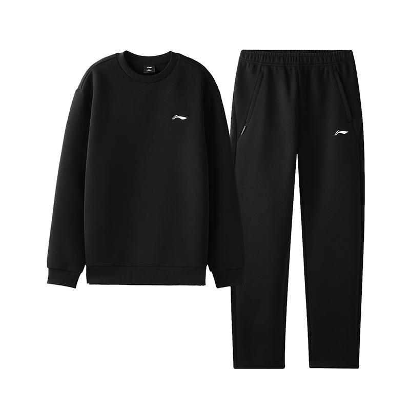 Li-Ning Breathable Simple Versatile Round Neck Comfortable Commuter Sweatshirt Set Men Sweatshirt Set AWEV053-1