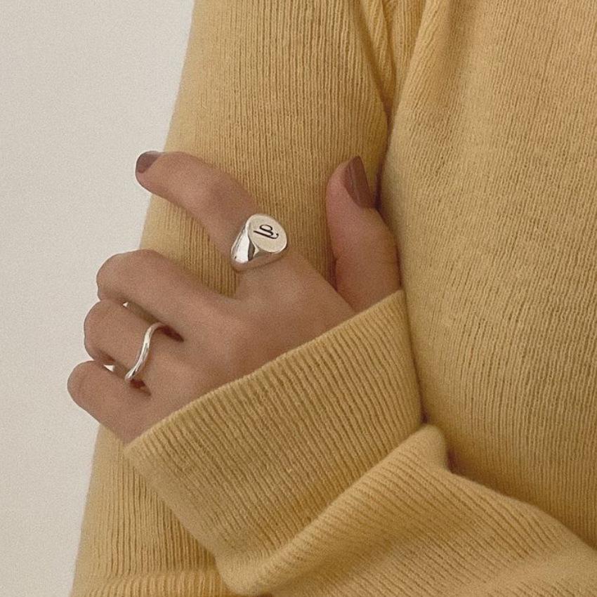 S925 Sterling Silver Geometric Wave Open Ring - Women's Luxury Design, High-End Cool Style