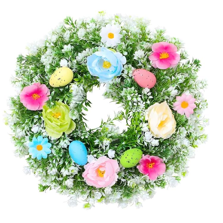 

Colorful Plastic Easter Wreath With Simulated Eggs And Flower Handmade Garlands For Festival Home Party Decorating S