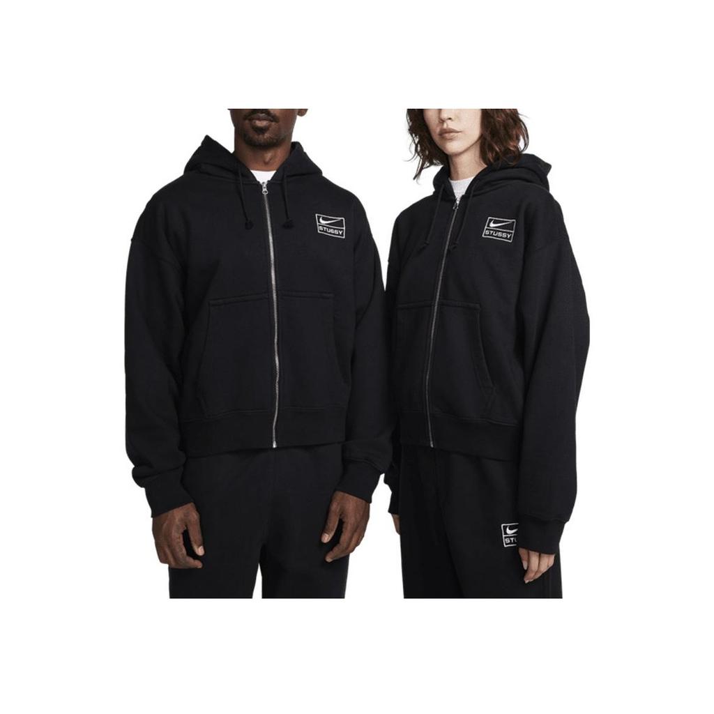 Nike X Stussy Zip Fleece Hoodie Black Unisex Tops FJ9175-010