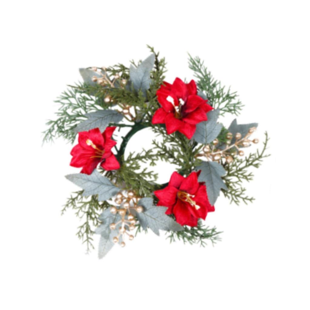 Christmas Candle Rings Wreath Table Centerpiece Farmhouse Inner Diameter 4" Home Decoration for Holiday Bedroom Ornaments