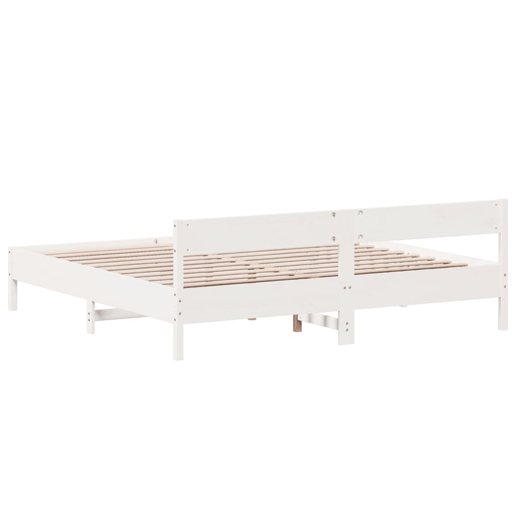 Vidaxl Bed Without Mattress, White, 200X200 Cm, Solid Pine Wood