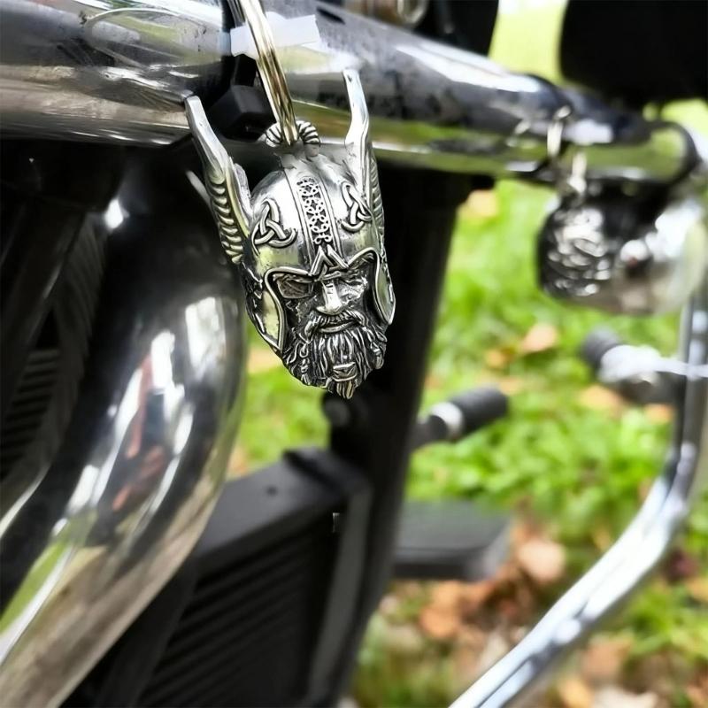 Metal Helmet Keychain Odin’ Amulet Keyring with Unique Design for Everyday Carry and Nordic Collectors