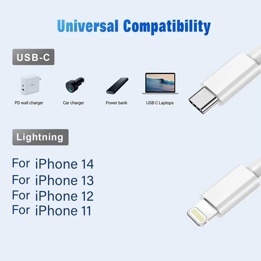 Xiaomi 5-1pcs 30W Fast Charging Cable Foe iPhone 13 12 11 14 Pro Max Mini USB C Cable For X XR XS MAX 7 8 14 Plus 6