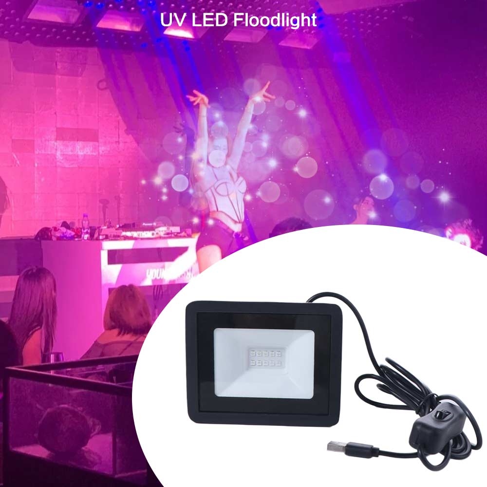 High Power UV LED Floodlight 10W UV Fluorescent Light Portable UVA Floodlight  Party Decoration