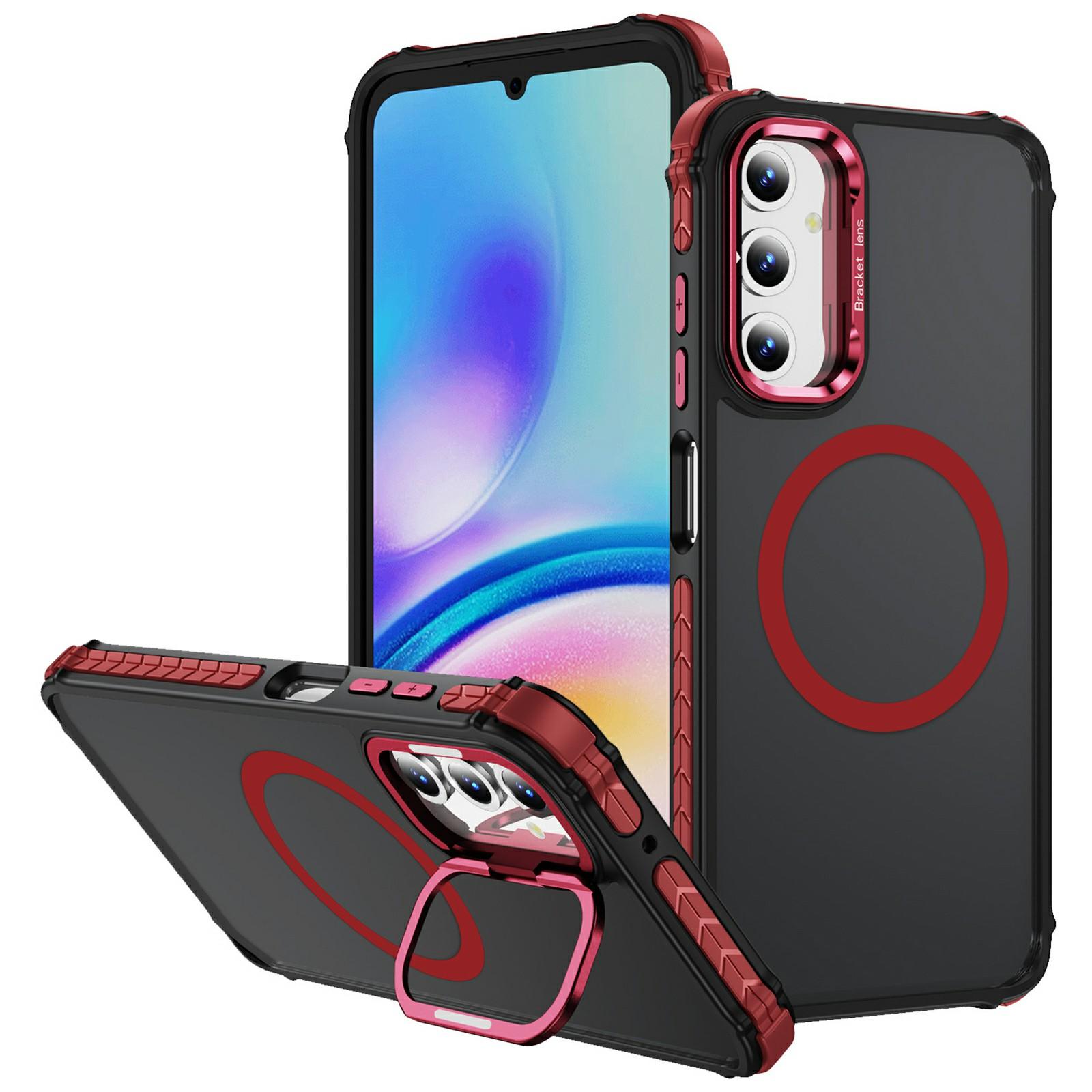 

For Samsung Galaxy A35 5G Case with Lens Kickstand Matte Back Cover Compatible with MagSafe Red