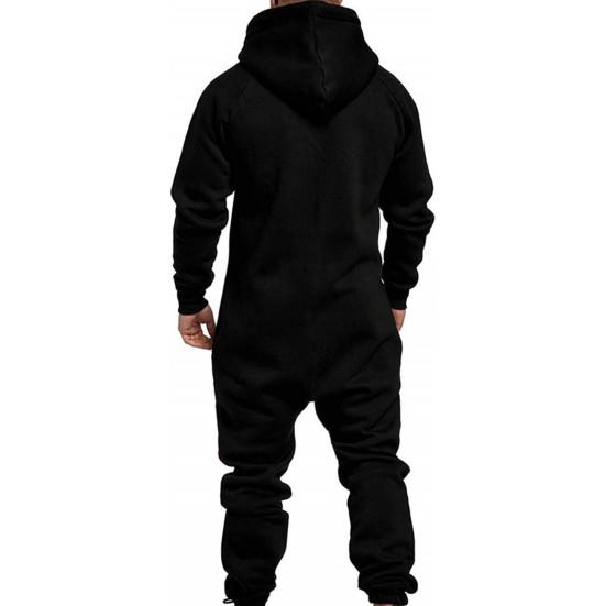 Avslappnad Herr Jumpsuit Plus Fleece Håll Värmen Vinterkläder Tjock Huvtröja Jumpsuit för