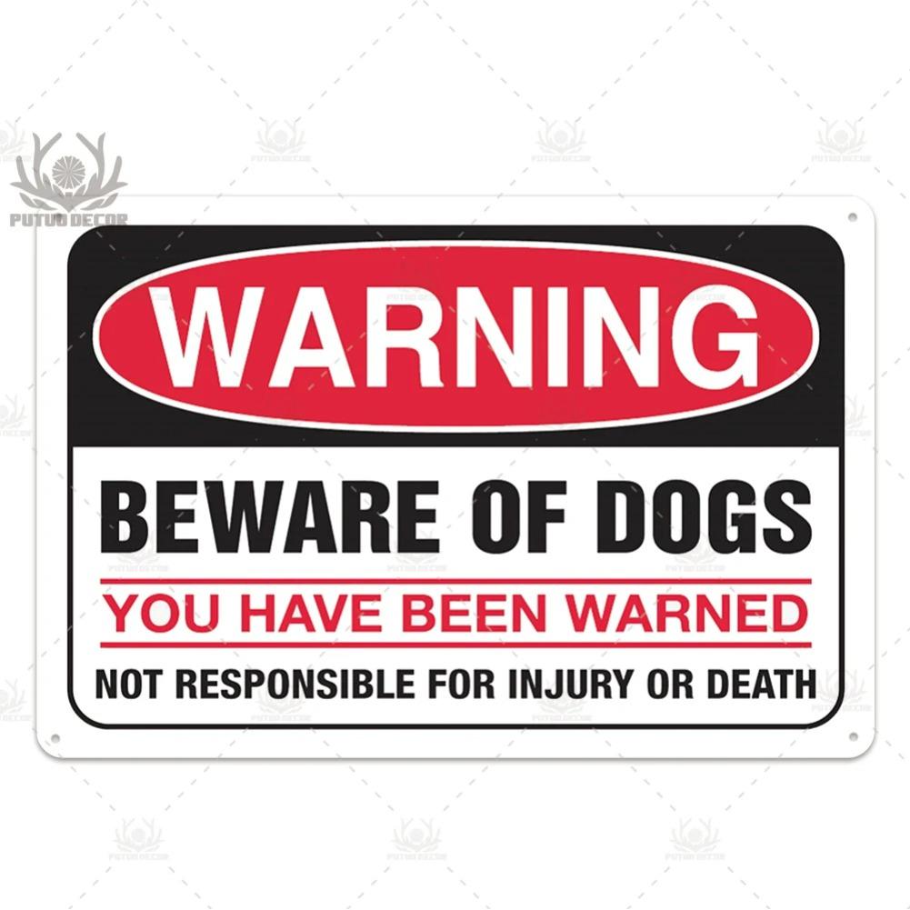 Beware Vintage Tin Sign Plaque Metal Plate Guard Dog Signs Wall Art Posters for No Trespassing Farmhouse