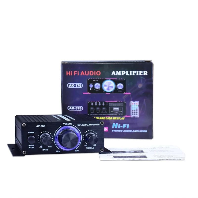 AK170 Mini Digital Power Audio Auto Verstärker Blaues Licht Stereo Audio Verstärker für Heimkino Club Party Musik MAX 200Wx2 Verstärker