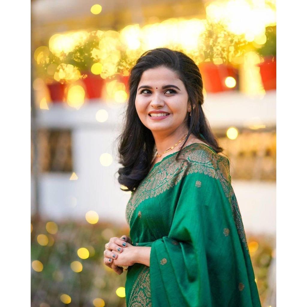 Silk Saree from the ALMAARI Store Is Adorned with Beautiful Zari Work In Form of Traditional Motifs.