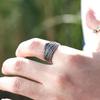 Adjustable Open Ring Men Women Sterling Feather Wing Design Retro Vintage Geometric Finger