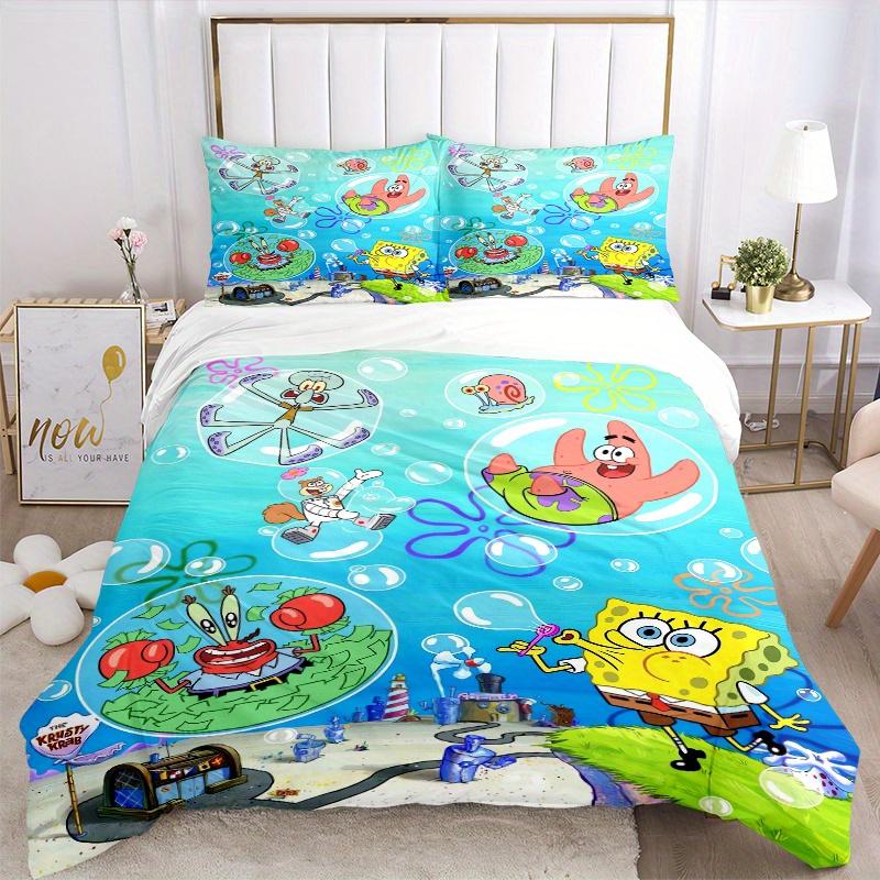 3pcs SpongeBob Bubble Fun Printed Quilt Set Soft and Comfortable Quilt Cover for Bedroom, Guest Room F080