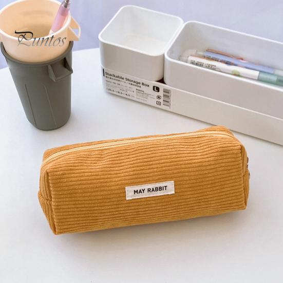 Pencil Case Large Capacity Corduroy Pencil Bag Multi-Purpose Stationery Bag Zipper Placket Makeup Bag Office Travel Gift Organizer