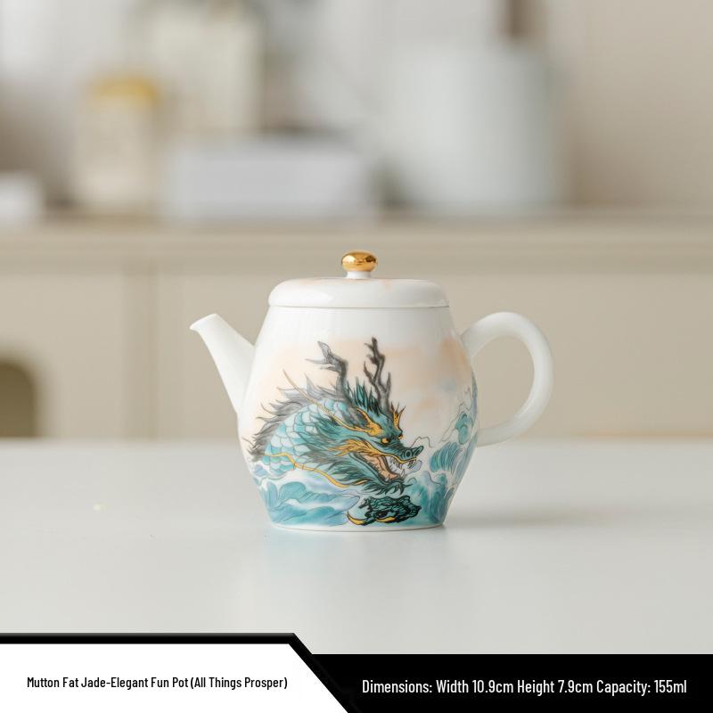 Xi Shi Jade Porcelain Teapot - Ink Wash Style Ceramic Pot for Women's Boutique Kung Fu Tea Set.