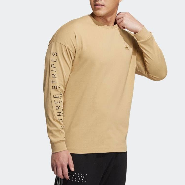 Adidas Letter Print Round Neck Pullover Sweatshirt Unisex Sweatshirt Khaki HM2696