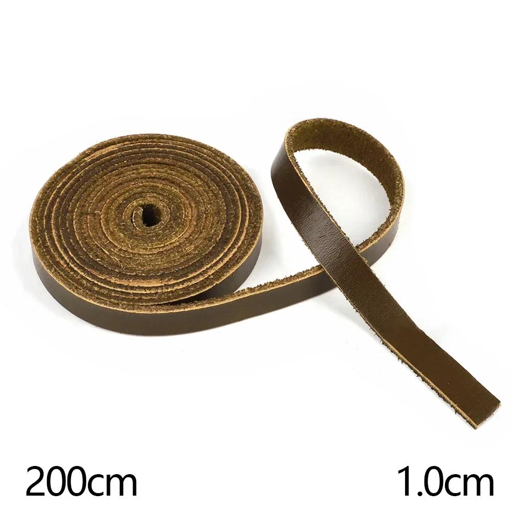 Universal 2Meters Single Sided Flat Cord Genuine Cow Leather Straps Strips DIY Clothing Making Bag Handles Belt Crafts Accessory