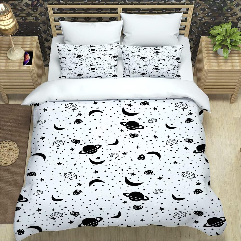 Universe Planets Decor Duvet Cover, Outer Space Theme Comforter Cover Teens Kids Starry Sky Series Quilt Cover Soft Bed Cover