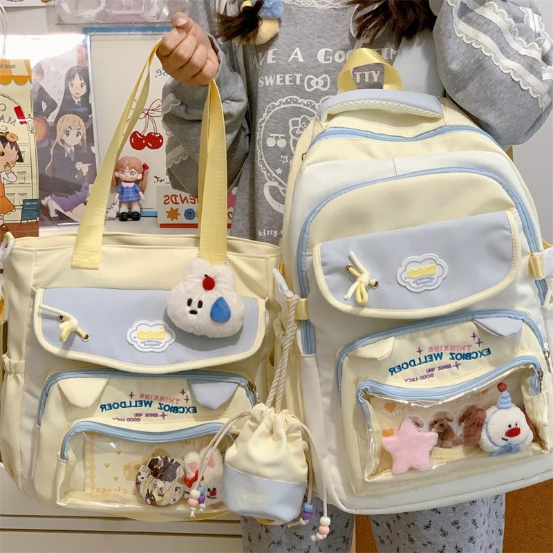 School Bag Contrasting Color School Bag Female High Value Sweet Beauty Child