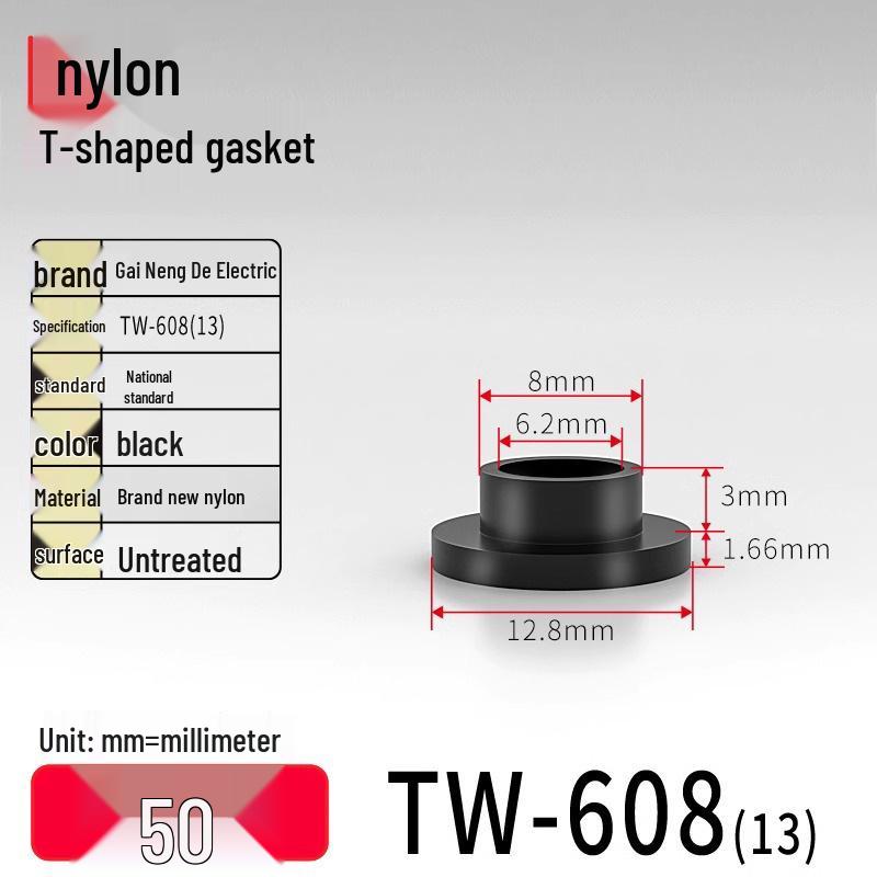 T-shaped Nylon Gasket Ring Screw Shaft Sleeve, Round Concave-Convex Insulation Pad, M2-M35