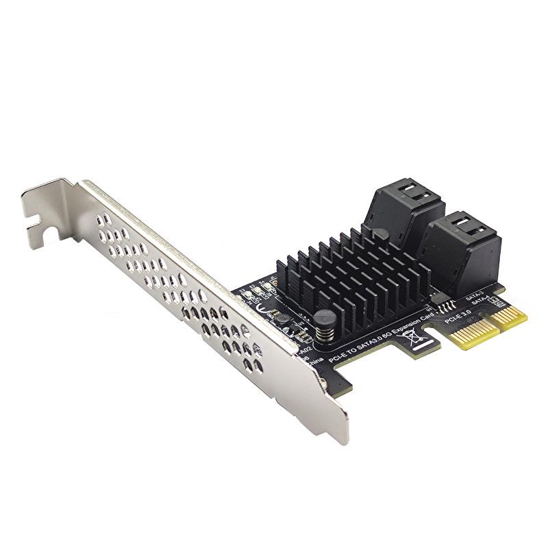PCI-E GEN3 to 4-Port SATA 3.0 Expansion Card 6G, IPFS Hard Drive Adapter with ASMedia ASM1064 Controller.