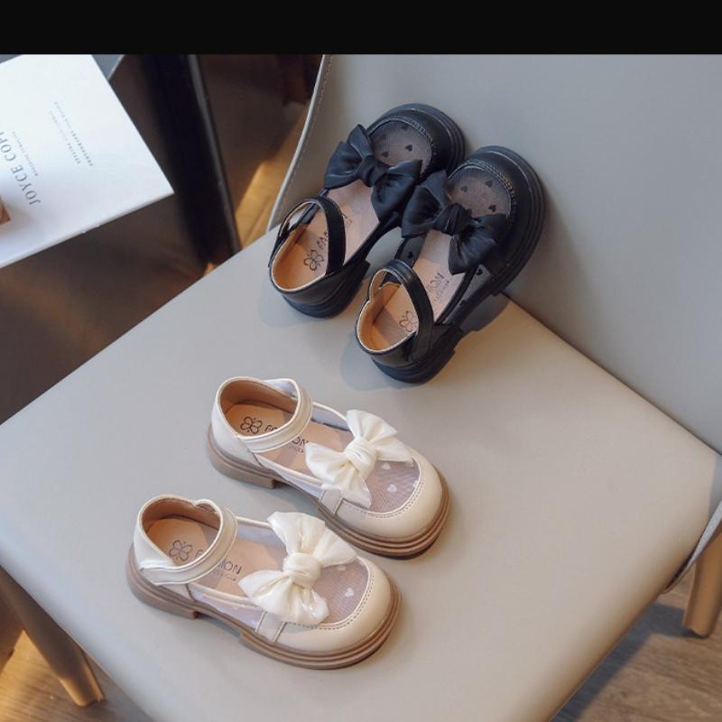 Girls' Little Leather Shoes Spring New Girl Mesh Shoe Soft soled Anti slip kids Single Shoe bowKnot Girl Princess Leather Shoes
