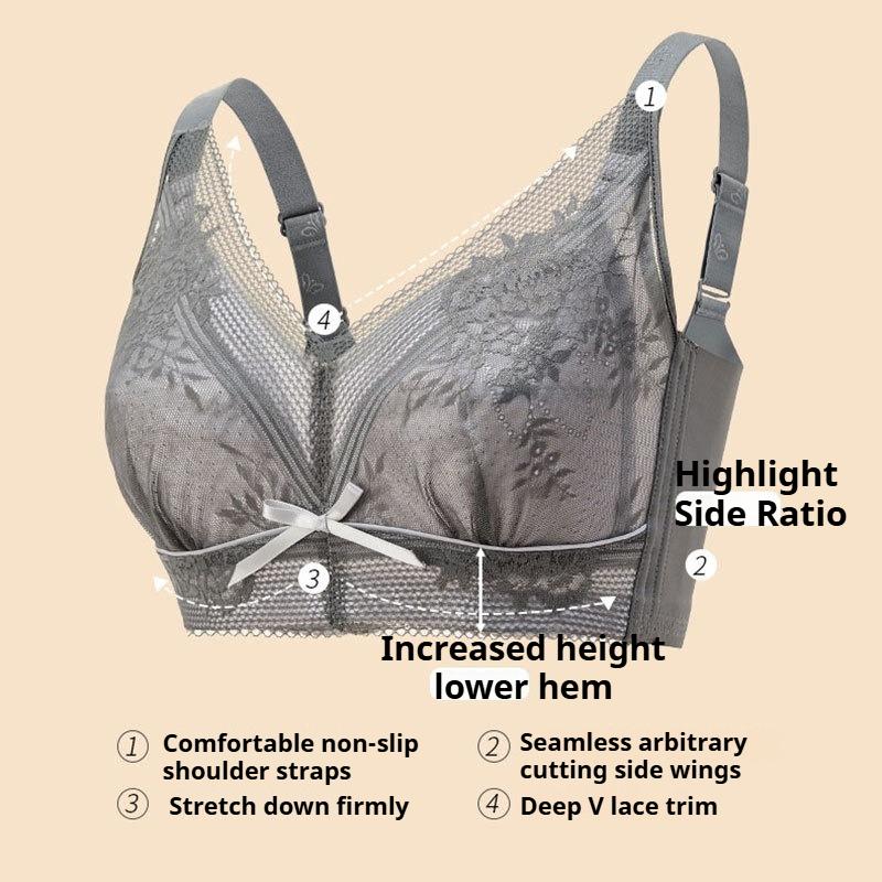 Large Size Thin Bra Without Steel Ring Full Cup Adjustable Shape Push-up and Side Breast Support Underwear