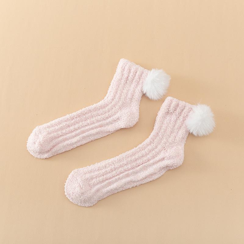 

Женские осенне-зимние коралловые бархатные утолщенные домашние рождественские милые теплые носки-гольфы для сна 1 pair розовый