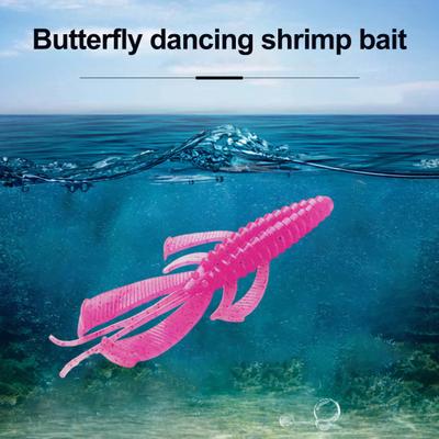 Shrimp Lure Fishing Bait with Twin Ridge Tails Realistic Looking Bright Color Portable Soft Bait Artificial Shrimp Lure