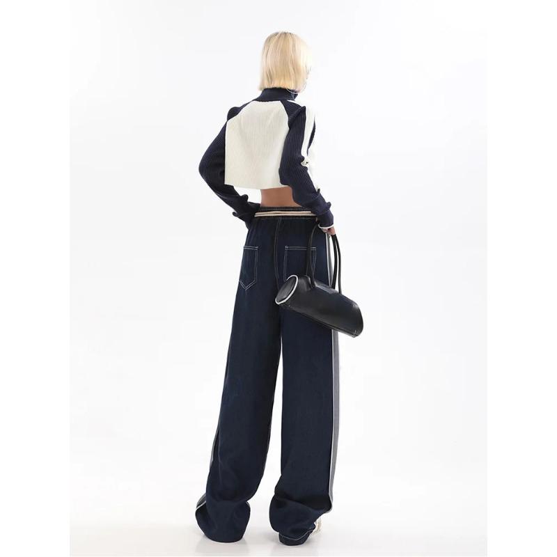 Womens Jeans High Waist Fashion Straight Baggy Denim Pants Streetwear American Style  Wide Leg Denim Trouser Spring 2024