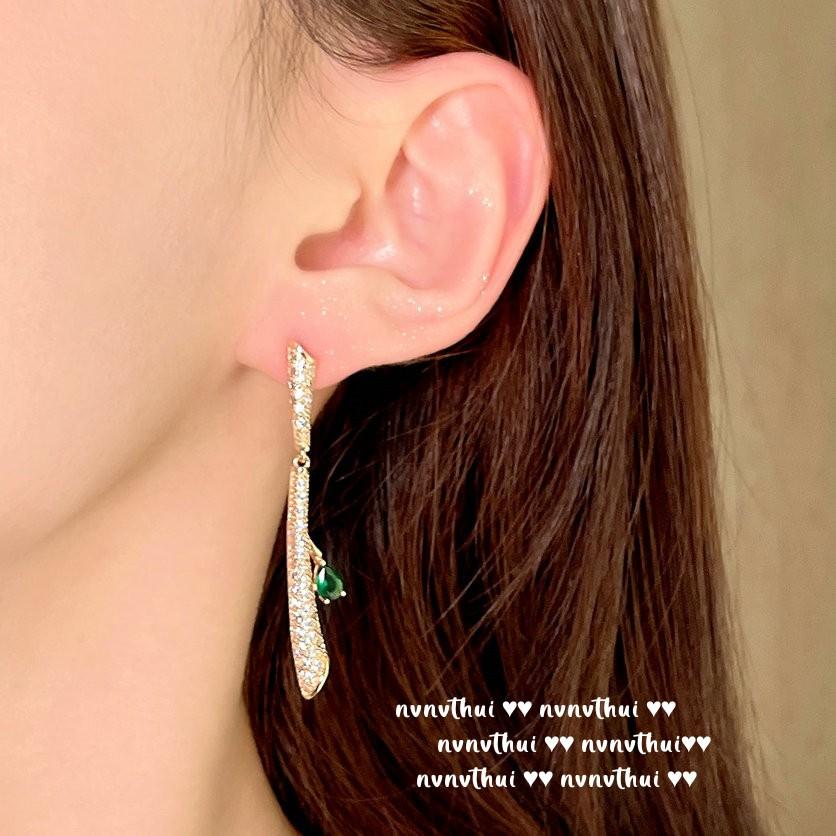 Reykjavik Rose Jewel Collar, Antique, 18K Gold Plated, Malachite Green Water Drop Zircon Bamboo Ears