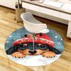1pc Christmas puppy with Santa hat Round carpet, Made of Polyester,Office Chairs, Living Rooms, Or Bedrooms, a Cool Rug for The Living Room.ydt26039