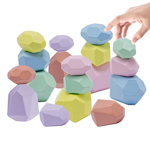 

Promise Babe 18 Colorful Wooden Building Blocks in Assorted Sizes, Candy-Style Design, Balance Game, Educational Toy, Color Recognition, Fingertip Tra