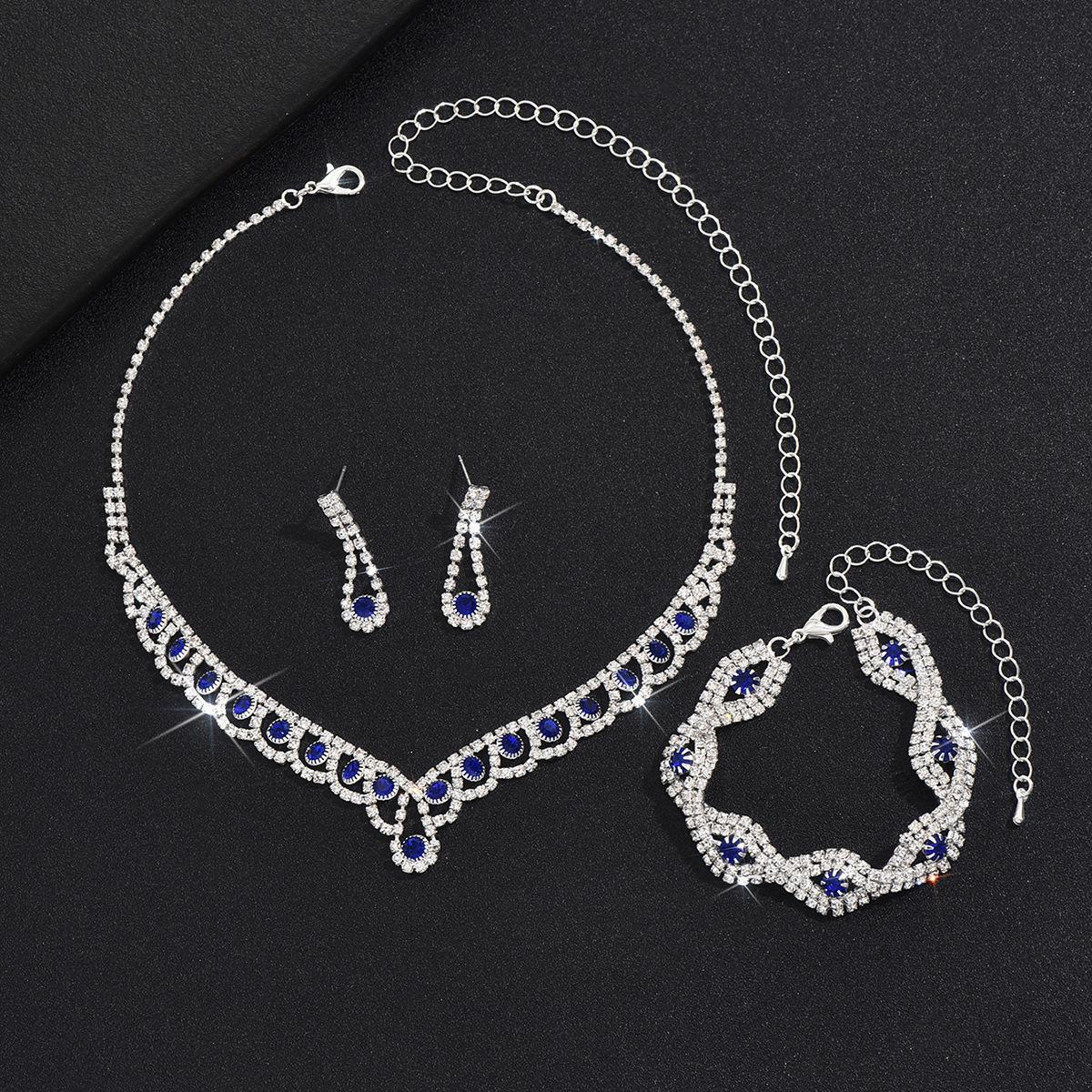 Accessories Multi-Color Zircon Wedding Necklace Earrings Bracelet Bridal Jewelry Set