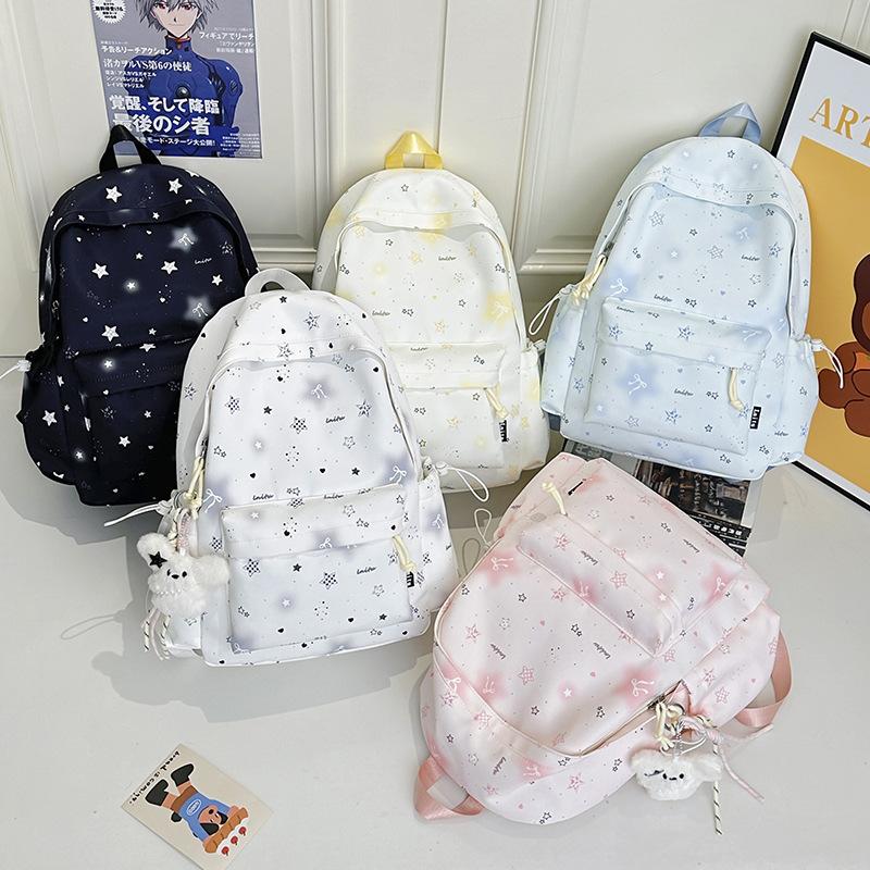 New Schoolbag, High-aesthetic Japanese Instagram-style Sweet Star Backpack, Junior High School Student Backpack for Women, Lightweight Commuter