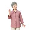 Elderly Women's Autumn Plaid Cardigan Blouse