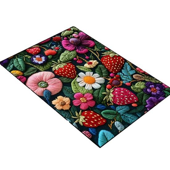 Fußmatte 3D Blumenmuster Starke Wasseraufnahme Schnell trocknend Anti-Rutsch Fußmatte Schlafzimmer Badezimmer Balkon Teppich