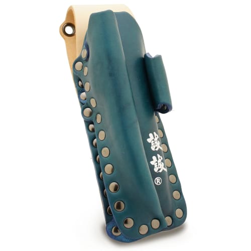 Seisei "Clamp-Style Chisel Case" Sturdy Chisel Holder, 1.5 inches (1.5 cm), Premium Indigo-Dyed Thick Leather, Blue/Natural Color (Two Chisel Holders