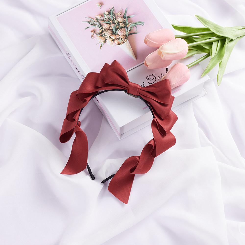 

Original Handmade Multi-layer Bow Headband Japanese Cute Versatile Lolita Hair Accessories KC Headgear Multi-color Hair Clips бордовый